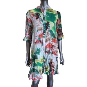 B10. A La Tzarina NWT Vibrant Multicolor Button-Up Tunic Top/Dress - 3XL